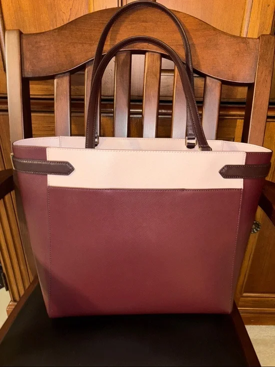 Kate Spade New York Burgundy & Blush Tote Bag + Matching Wallet Set - Picture 8 of 13